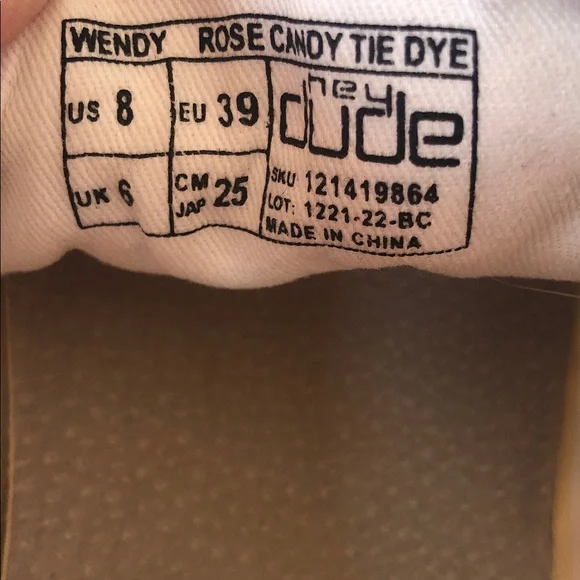Hey Dude Women’s Wendy Shoes size 8 Rose Tie Dye - Picture 4 of 9